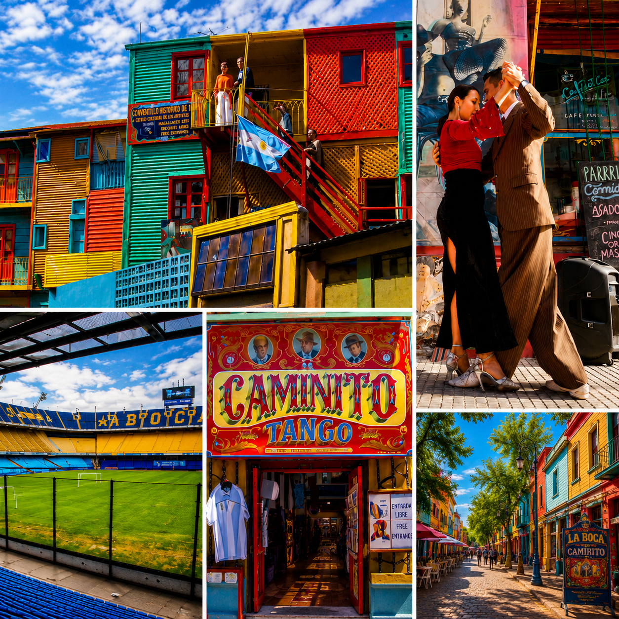 Caminito La Boca Buenos Aires
San Telmo Buenos Aires
Tango dans La Boca
Rue pavée San Telmo
Street Art La Boca
Marché San Telmo
Balcon coloré Caminito
Visite La Boca San Telmo Buenos Aires